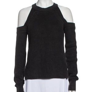 ReNamed Black Ribbed 100% Cotton Long Sleeved Cold Shoulder Sweater Medium